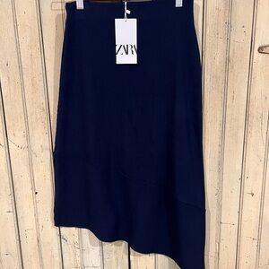 NEW with tags Zara Dark Blue Asymmetrical Skirt